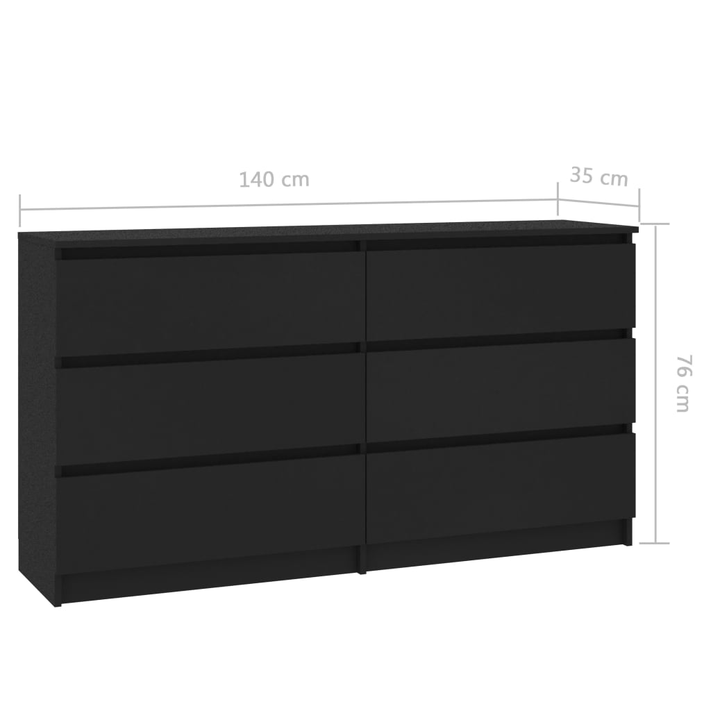 Sideboard Black 140x35x77 cm Chipboard