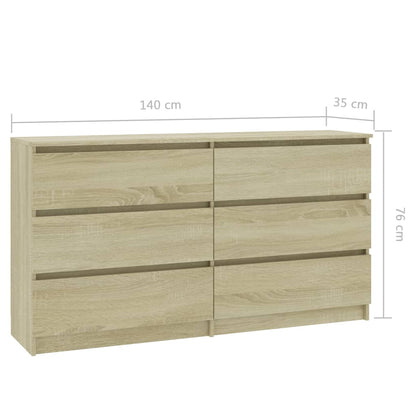 Sideboard Sonoma Oak 140x35x77 cm Chipboard