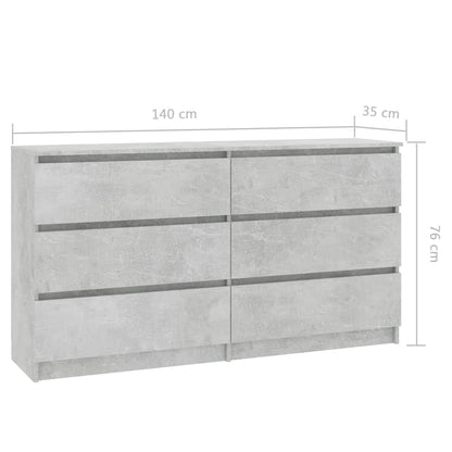 Sideboard Concrete Grey 140x35x77 cm Chipboard