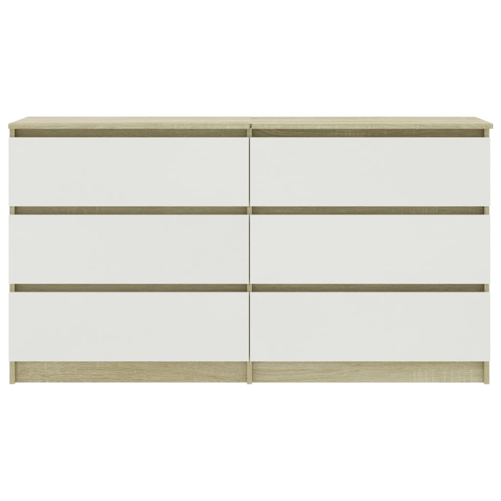 Sideboard White and Sonoma Oak 140x35x77 cm Chipboard