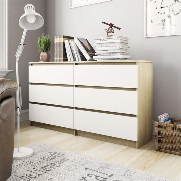  Sideboard White and Sonoma Oak  Chipboard