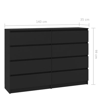 Sideboard Black 140x35x79 cm Chipboard