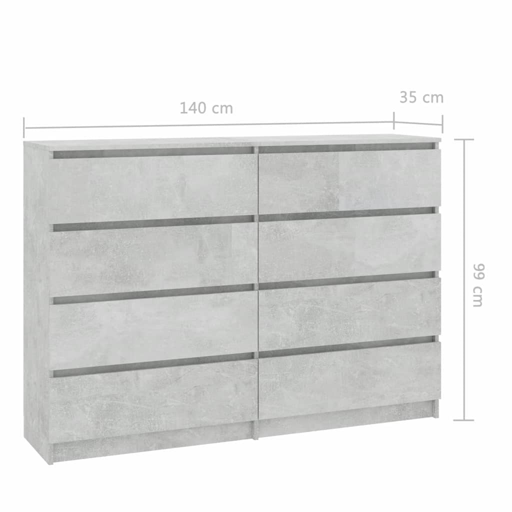 Sideboard Concrete Grey 140x35x79 cm Chipboard