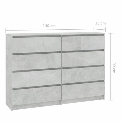 Sideboard Concrete Grey 140x35x79 cm Chipboard