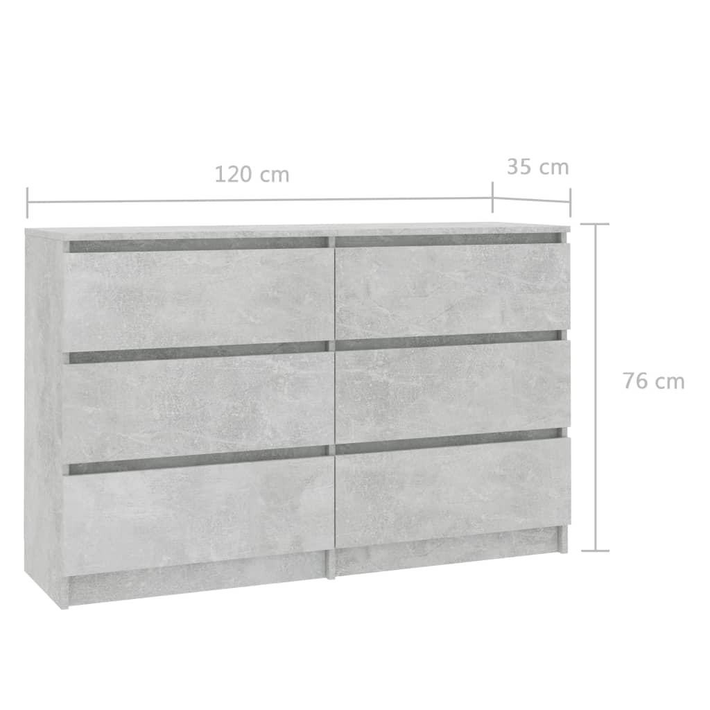 Sideboard Concrete Grey 120x30x77 cm Chipboard