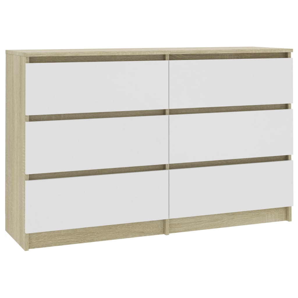 Sideboard White and Sonoma Oak 120x30x77 cm Chipboard