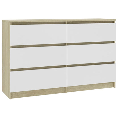 Sideboard White and Sonoma Oak 120x30x77 cm Chipboard