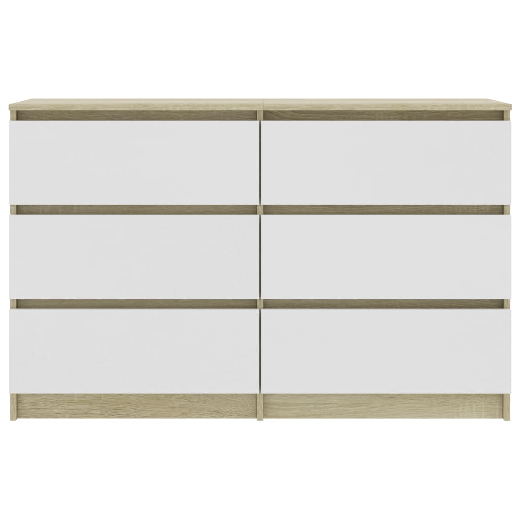 Sideboard White and Sonoma Oak 120x30x77 cm Chipboard