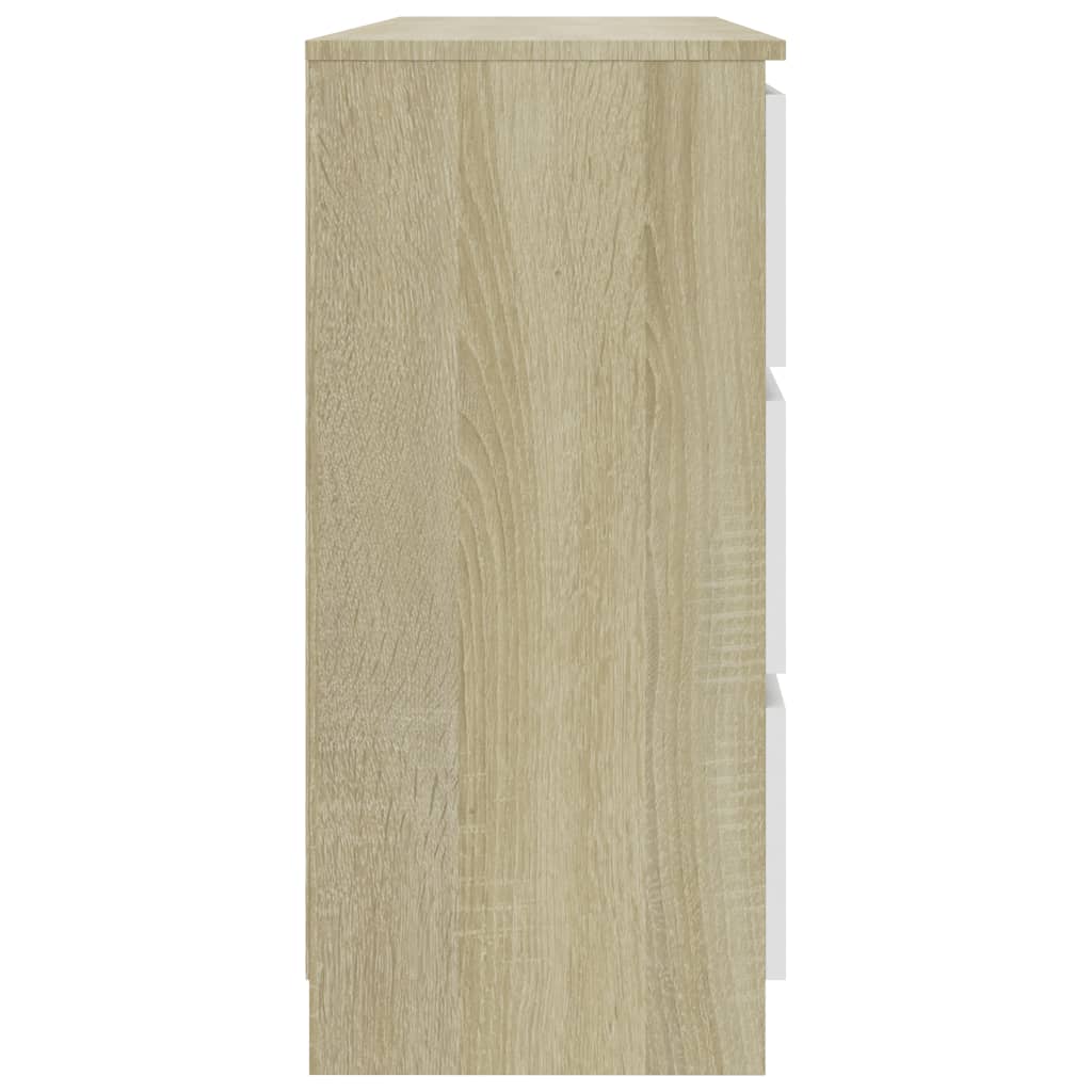 Sideboard White and Sonoma Oak 120x30x77 cm Chipboard