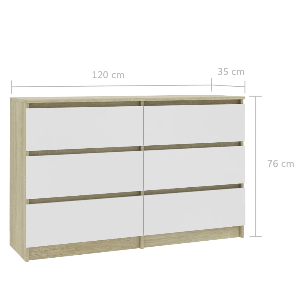 Sideboard White and Sonoma Oak 120x30x77 cm Chipboard