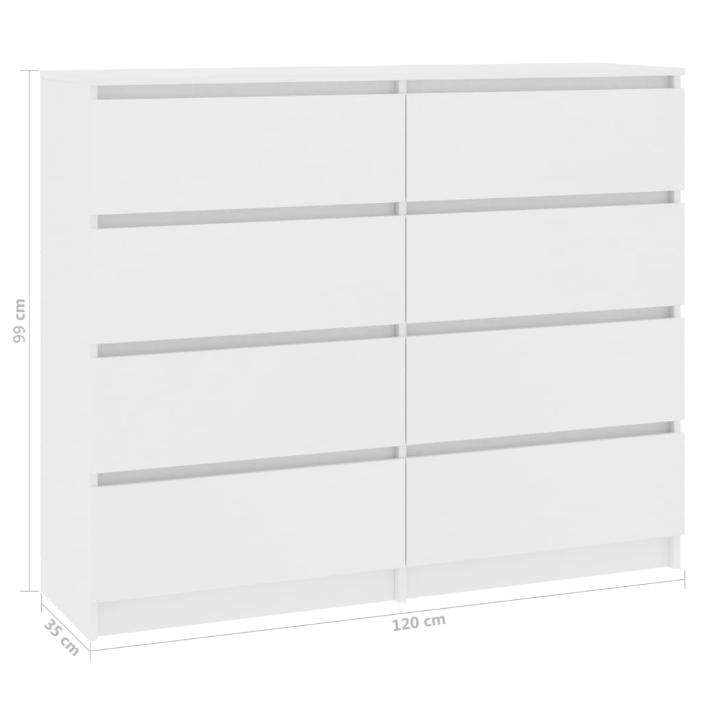 Drawer Sideboard White 120x35x97 cm Chipboard