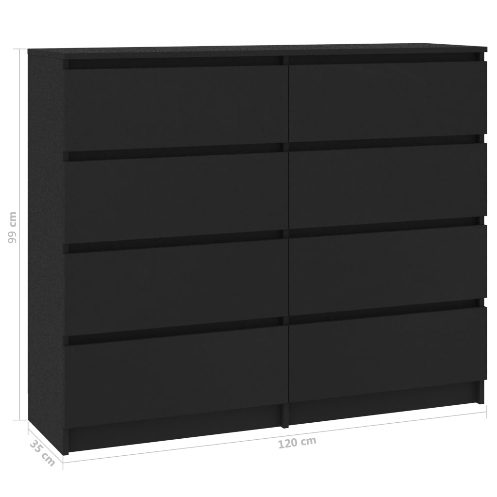 Drawer Sideboard Black 120x35x97 cm Chipboard