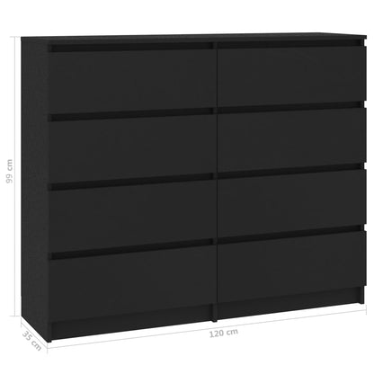 Drawer Sideboard Black 120x35x97 cm Chipboard