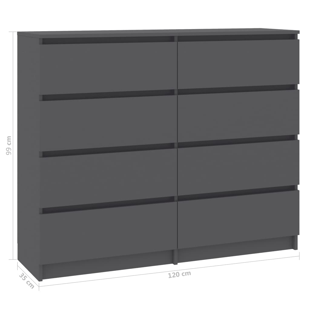 Drawer Sideboard Grey 120x35x97 cm Chipboard