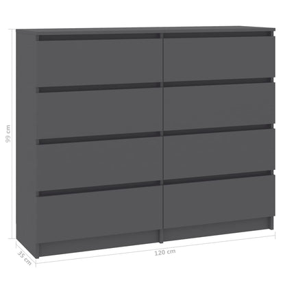 Drawer Sideboard Grey 120x35x97 cm Chipboard