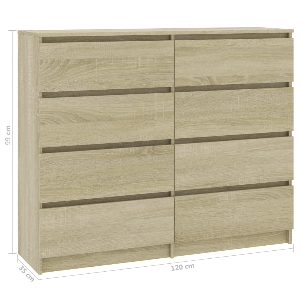 Drawer Sideboard Sonoma Oak 120x35x97 cm Chipboard