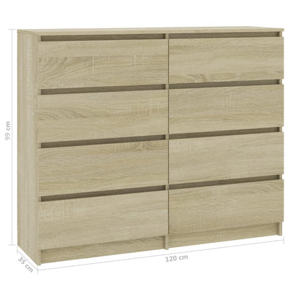 Drawer Sideboard Sonoma Oak 120x35x97 cm Chipboard
