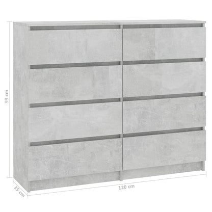 Drawer Sideboard Concrete Grey 120x35x97 cm Chipboard
