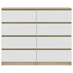 Drawer Sideboard White and Sonoma Oak  Chipboard