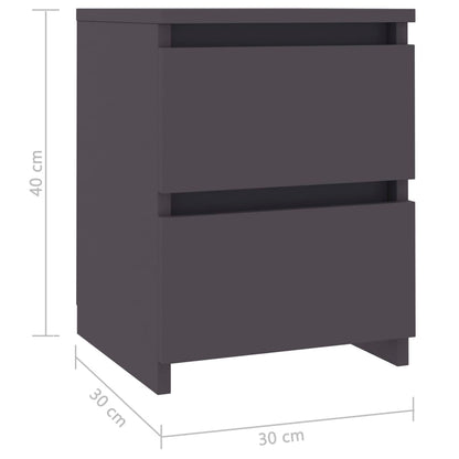 Bedside Cabinets 2 pcs Grey 30x30x40 cm Chipboard