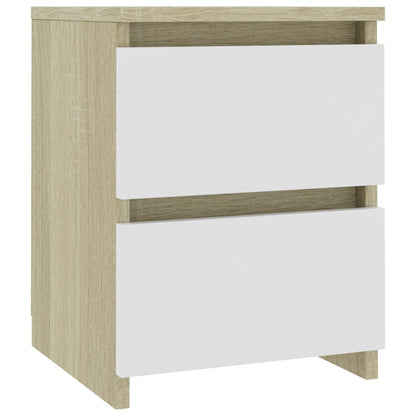 Bedside Cabinet White and Sonoma Oak 30x30x40 cm Chipboard