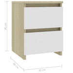 Bedside Cabinet White and Sonoma Oak  Chipboard