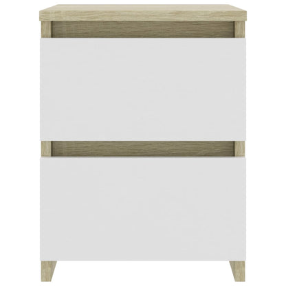 Bedside Cabinets 2 pcs White and Sonoma Oak 30x30x40 cm Chipboard