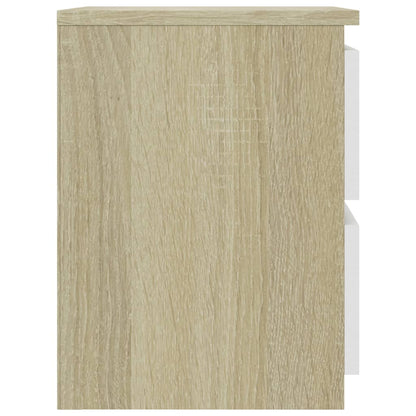 Bedside Cabinets 2 pcs White and Sonoma Oak 30x30x40 cm Chipboard
