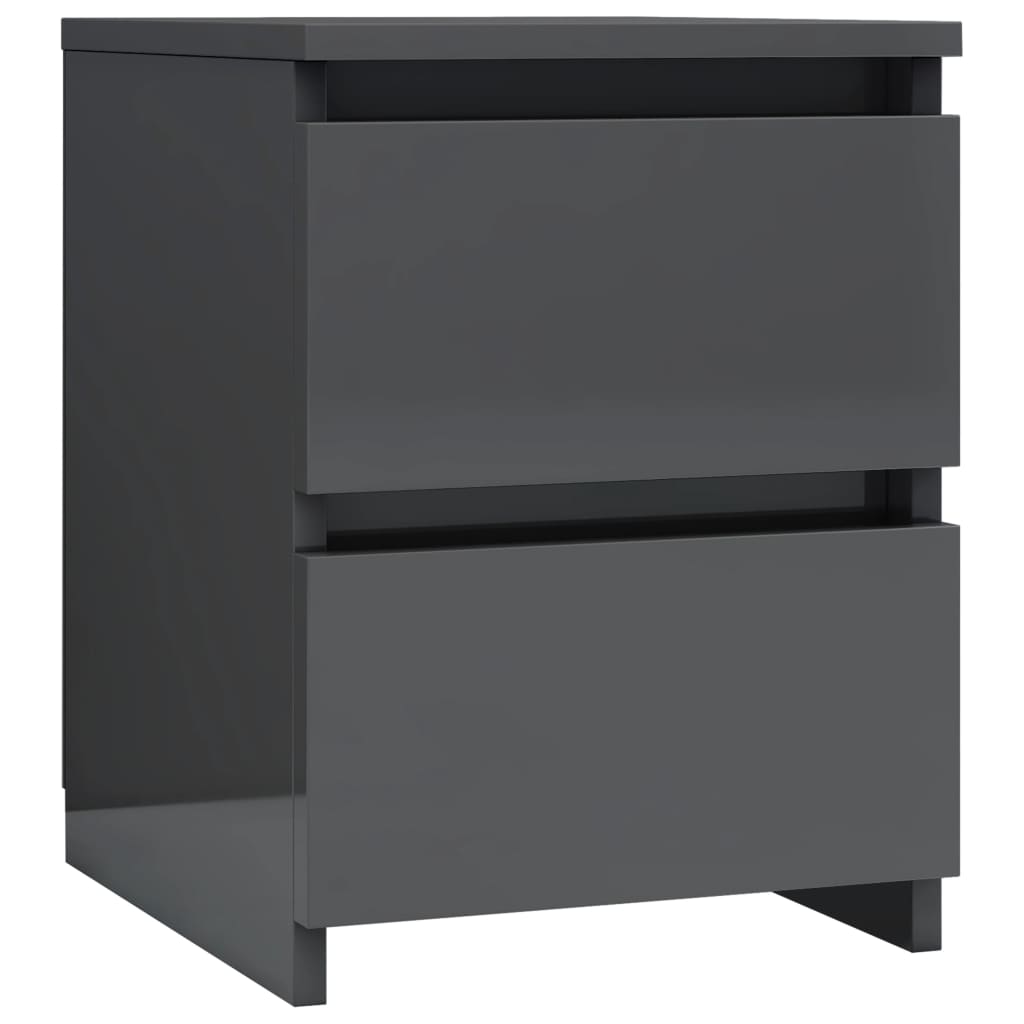 Bedside Cabinet High Gloss Grey 30x30x40 cm Chipboard