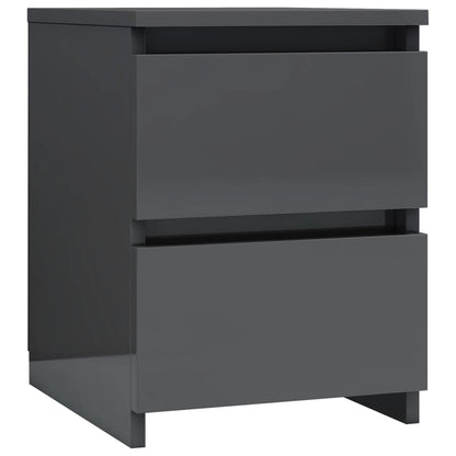 Bedside Cabinet High Gloss Grey 30x30x40 cm Chipboard