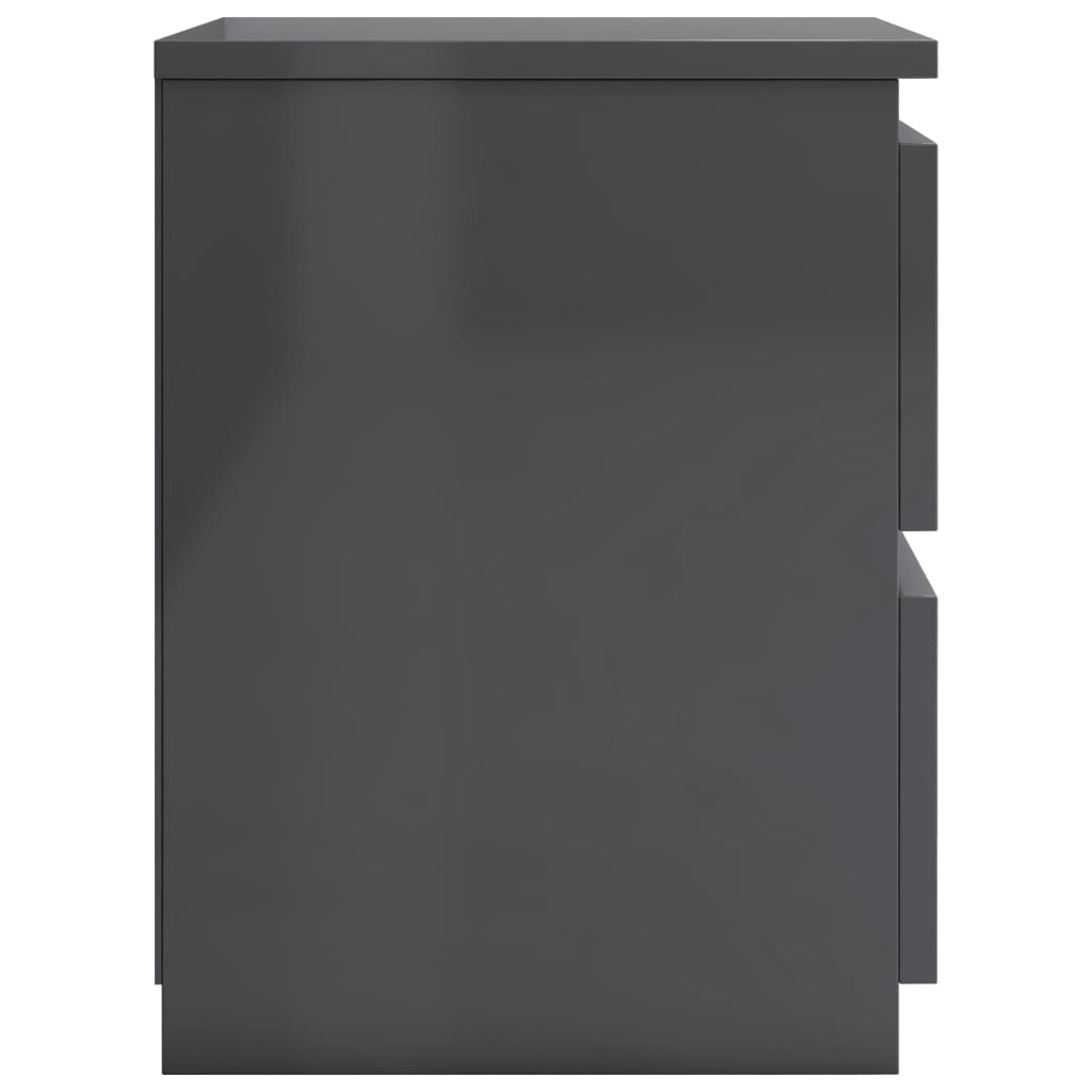 Bedside Cabinet High Gloss Grey 30x30x40 cm Chipboard