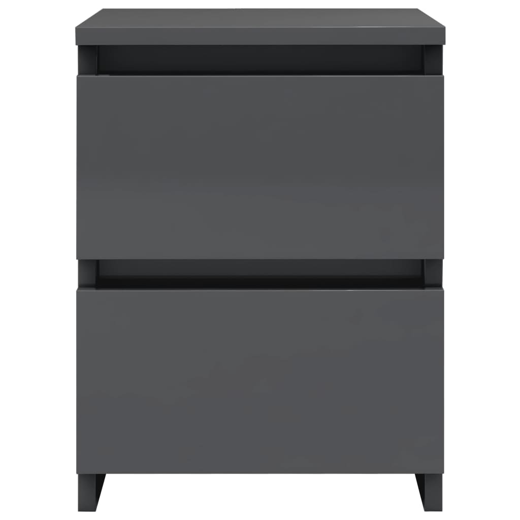 Bedside Cabinets 2 pcs High Gloss Grey 30x30x40 cm Chipboard