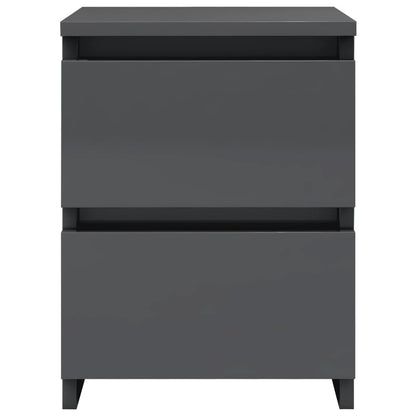 Bedside Cabinets 2 pcs High Gloss Grey 30x30x40 cm Chipboard