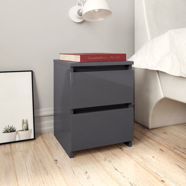  Bedside Cabinets 2 pcs High Gloss Grey  Chipboard