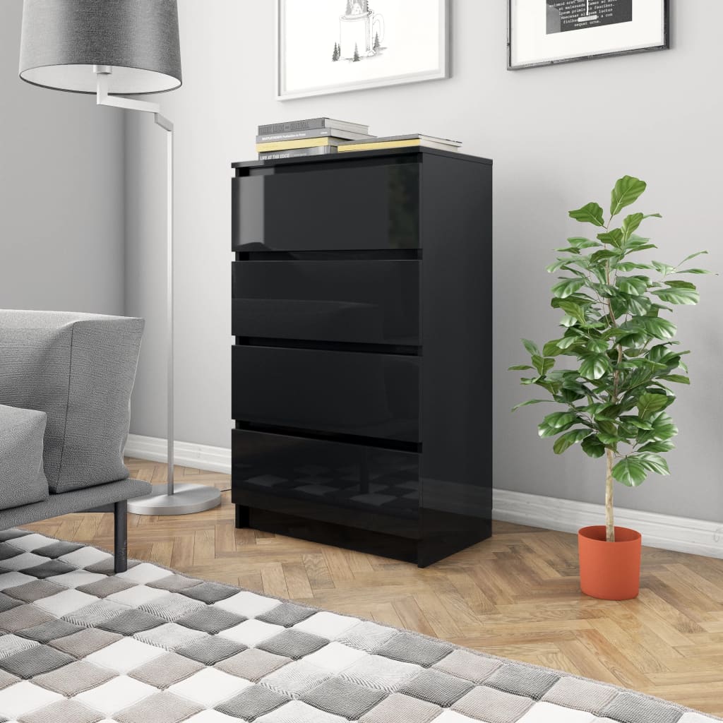 Sideboard High Gloss Black 60x35x98.5cm Chipboard