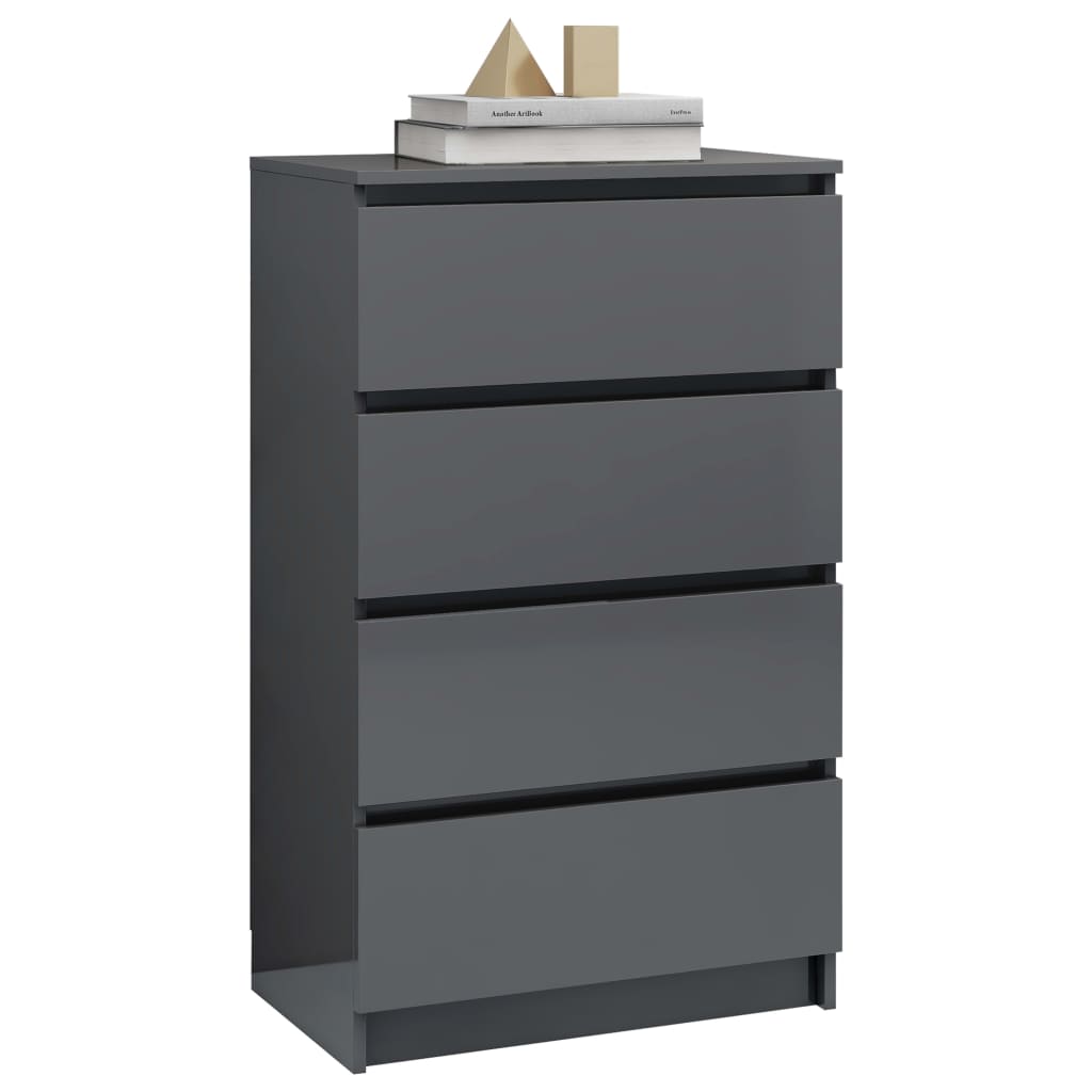Sideboard High Gloss Grey 60x35x98,5 cm Chipboard