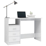 Desk with Drawers High Gloss White  Chipboard