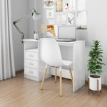 Desk with Drawers High Gloss White  Chipboard