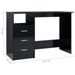 Desk with Drawers High Gloss Black  Chipboard