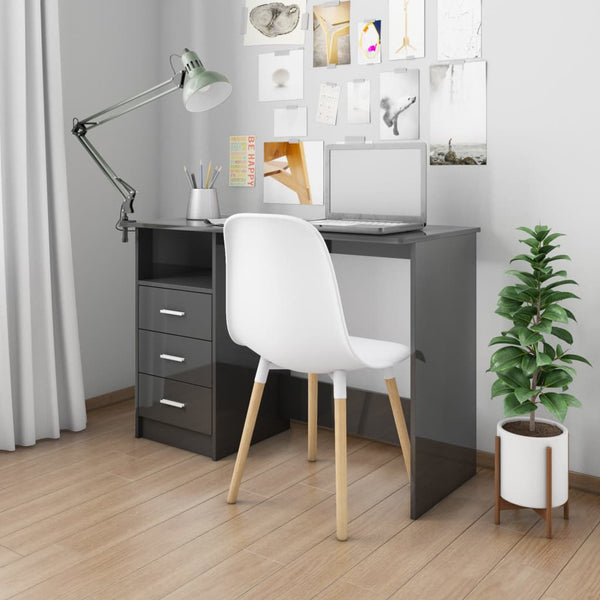  Desk with Drawers High Gloss Black  Chipboard