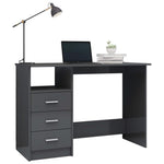 Desk with Drawers High Gloss Grey Chipboard