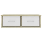 Wall-mounted Drawer Shelf White and Sonoma Oak Chipboard