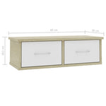 Wall-mounted Drawer Shelf White and Sonoma Oak Chipboard