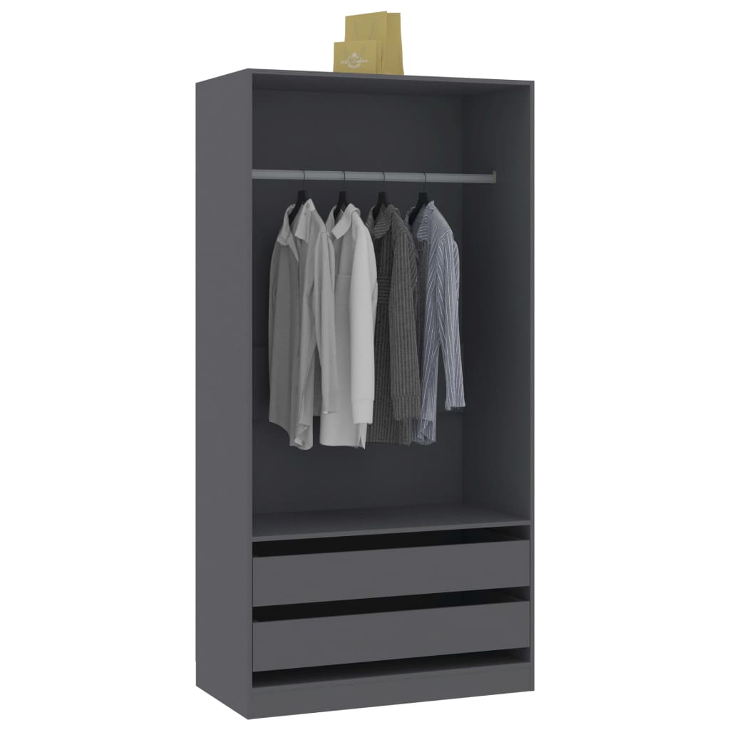 Wardrobe Grey 100x50x200 cm Chipboard