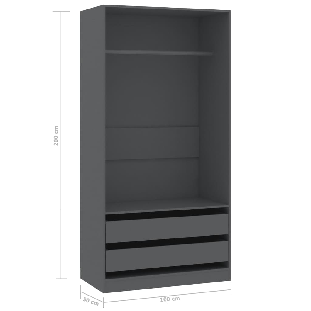 Wardrobe Grey 100x50x200 cm Chipboard