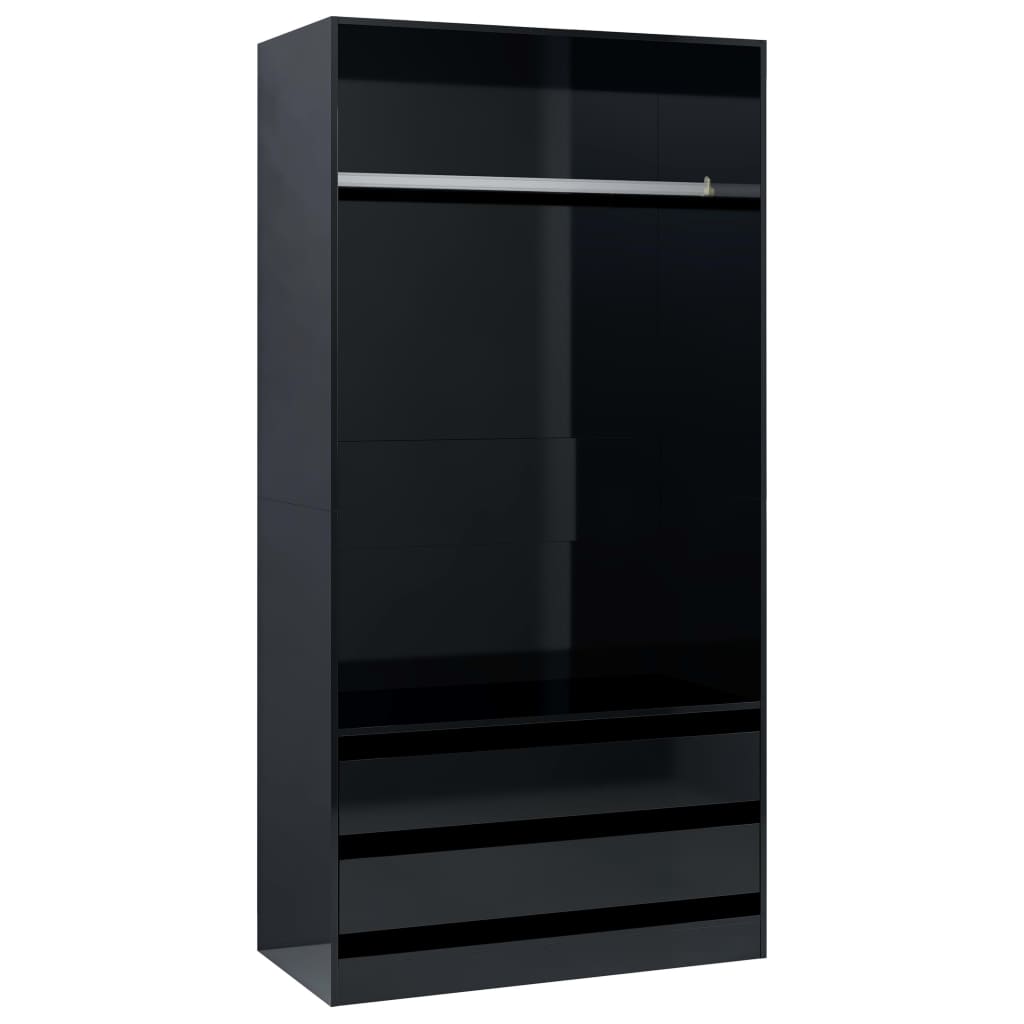 Wardrobe High Gloss Black 100x50x200 cm Chipboard