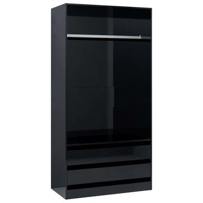 Wardrobe High Gloss Black 100x50x200 cm Chipboard