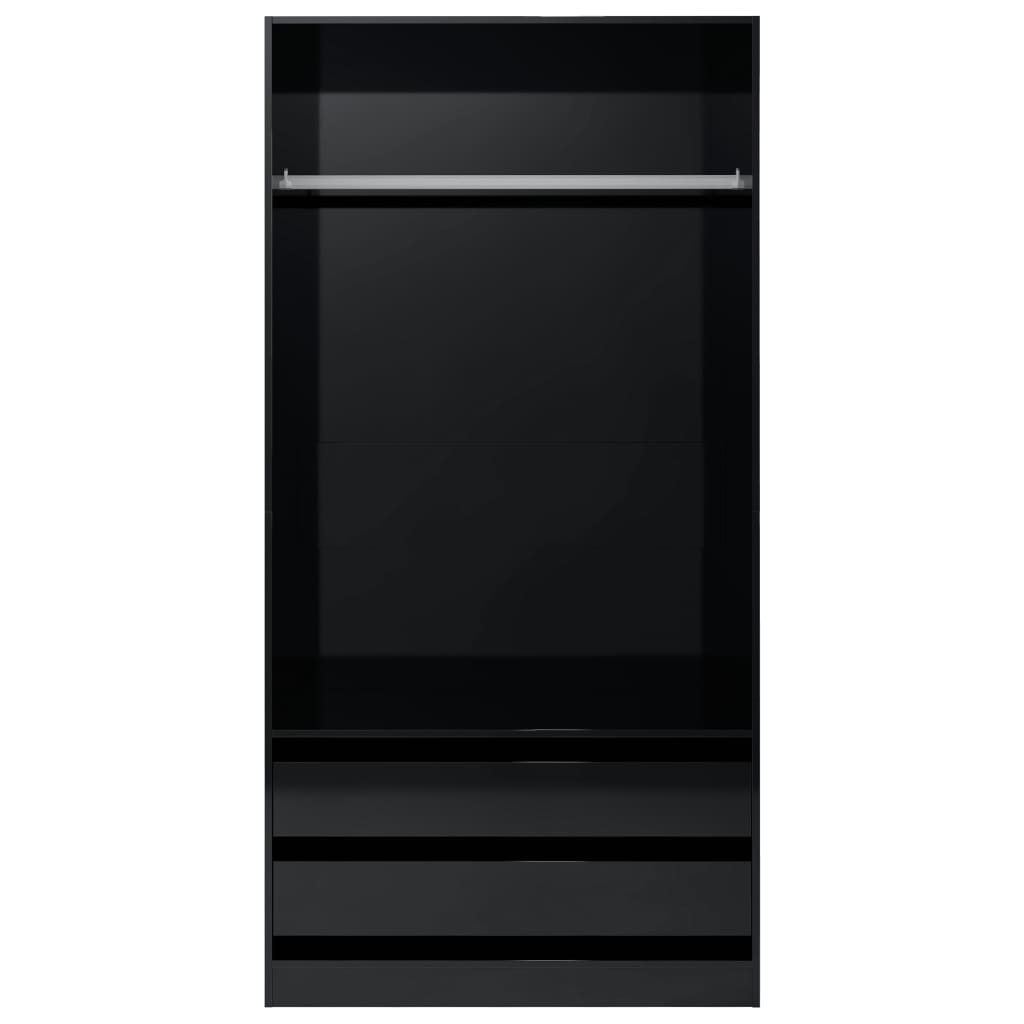 Wardrobe High Gloss Black 100x50x200 cm Chipboard