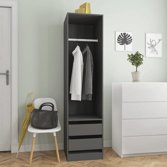 Wardrobe with Drawers Grey 50x50x200 cm Chipboard