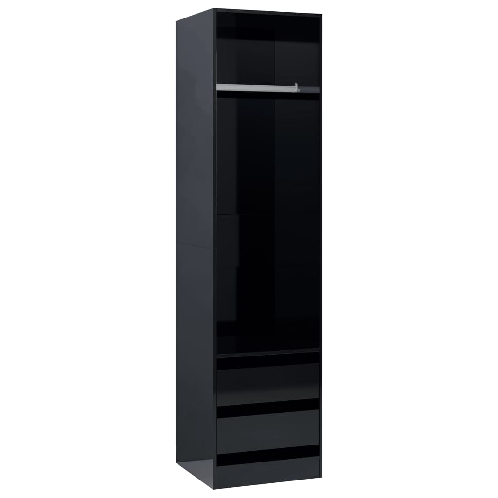 Wardrobe with Drawers High Gloss Black 50x50x200 cm Chipboard